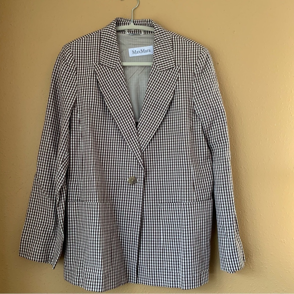 Vintage MaxMara silk flax linen checkered blazer
